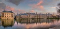 Binnenhof castle Dutch Parliament cityscape downtown skyline of  Hague in Netherlands Royalty Free Stock Photo