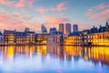 Binnenhof castle or Dutch Parliament, cityscape downtown skyline of Hague in Netherlands Royalty Free Stock Photo