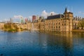 The Binnenhof castle on Hofvijver lake in the Hague city, South Holland, Netherlands.