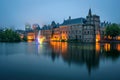 The Binnenhof palace in a foggy evening in Hague, Netherlands Royalty Free Stock Photo