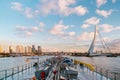 Binnenvaart, Translation Inlandshipping on the river Nieuwe Maas Rotterdam Netherlands during sunset hours, Gas tanker