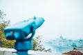 Binocular against observation deck view. Royalty Free Stock Photo