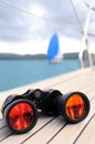 Binocular on the deck of yacht Royalty Free Stock Photo