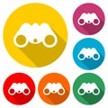 Binocular field glasses flat icon or logo, color set with long shadow Royalty Free Stock Photo