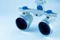 binocular loupes dentistry. Application of optics in the treatment of dental diseases. The concept of new technologies in medicine Royalty Free Stock Photo