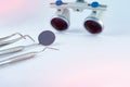 binocular loupes dentistry. Application of optics in the treatment of dental diseases. The concept of new technologies in medicine Royalty Free Stock Photo