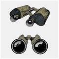 Binocular monocular vintage, engraved hand drawn in sketch or wood cut style, old looking retro instrument