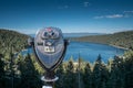 Binocular viewer of Emerald Island on Lake Tahoe