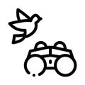 Binocular For Watching Bird Icon Thin Line Vector