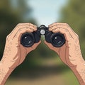 The binoculars are black with reflective lenses, adding depth to the image Royalty Free Stock Photo