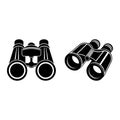 Binoculars Black and White Illustration Set Royalty Free Stock Photo
