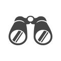 Binoculars bold black silhouette icon isolated on white. Field or opera glasses pictogram.