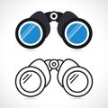 binoculars flat and outline isolated