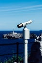 Binoculars of the gazer of the Mouro Island in Magdalena Peninsula, Santander, Cantabria, Spain