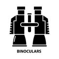 binoculars icon, black vector sign with editable strokes, concept illustration Royalty Free Stock Photo