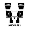 binoculars icon, black vector sign with editable strokes, concept illustration Royalty Free Stock Photo