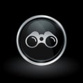 Binoculars icon inside round silver and black emblem Royalty Free Stock Photo