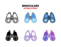 Binoculars icon set with different styles. Royalty Free Stock Photo