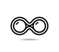 Binoculars icon. Stylized linear minimalist binoculars. Mobius loop infinity sign. Number eight