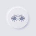 Binoculars icon, White Neumorphism soft UI Design.