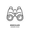 Binoculars line vector icon. Symbol of navigation, tourism and spy. Editable stroke