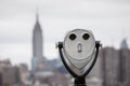 Binoculars and New York City Manhattan skyline Royalty Free Stock Photo