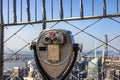 Binoculars in the observatory of the Empire State Building, an ideal place to enjoy the skyline of New York City Royalty Free Stock Photo