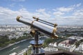 Binoculars overlooking panorama of Paris Royalty Free Stock Photo