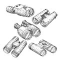 binoculars set sketch hand drawn vector Royalty Free Stock Photo
