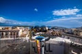 Binoculars to view the landscape of the ancient part of Cagliari, tiled crystals and bright blue sky, Sardinia, Italy Royalty Free Stock Photo