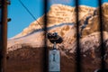 Binoculars to view the mountain across Royalty Free Stock Photo