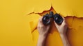 The binoculars through torn paper.AI generated image Royalty Free Stock Photo
