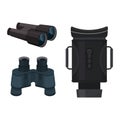 Binoculars vector optical equipment spyglass optics look-see looking far view illustration set of binocular spy search