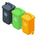 Bins garbage icon, isometric style Royalty Free Stock Photo