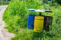 Bins for segregated waste in different colors Royalty Free Stock Photo