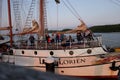 Binz, Germany - July 22, 2021 - The Loth LoriÃÂ«n is a three-masted barquentine flying the Dutch flag at dusk