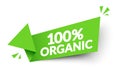 Vector Illustrator 100 Percent Green Organic Arrow Label