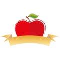 Bio Apple flat food icon banner ribbon logo vector business template vegan element