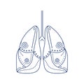 Bio artificial lungs black line icon. Prosthetic device that provides oxygenation of blood and removal of carbon dioxide from the