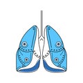 Bio artificial lungs color line icon. Prosthetic device that provides oxygenation of blood and removal of carbon dioxide from the