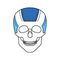 Bio artificial plate on the skull color line icon. Special material in the human skull, established in connection with damage to