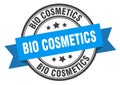 bio cosmetics label sign. round stamp. band. ribbon