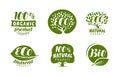 Bio, eco logo or label. Natural, organic product, vector badges set Royalty Free Stock Photo