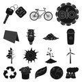 Bio and ecology black icons in set collection for design.