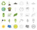 Bio and ecology cartoon,outline icons in set collection for design. An ecologically pure product vector symbol stock web