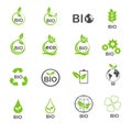 Bio ecology in green environment icons set vector