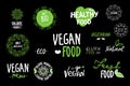 Bio, Ecology, Organic logos and icons, labels, tags. Hand drawn bio healthy food badges, set of raw, vegan, healthy food signs, Royalty Free Stock Photo