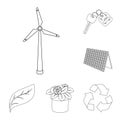 Bio and ecology outline icons in set collection for design. An ecologically pure product vector symbol stock web Royalty Free Stock Photo