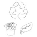 Bio and ecology outline icons in set collection for design. An ecologically pure product vector symbol stock web Royalty Free Stock Photo