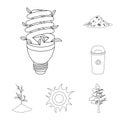 Bio and ecology outline icons in set collection for design. An ecologically pure product vector symbol stock web Royalty Free Stock Photo